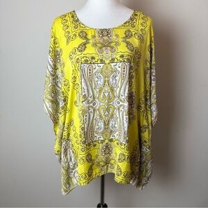 NWOT Victoria’s‎ Secret Women’s Paisley Kaftan Tunic Blouse Yellow Boho Print S